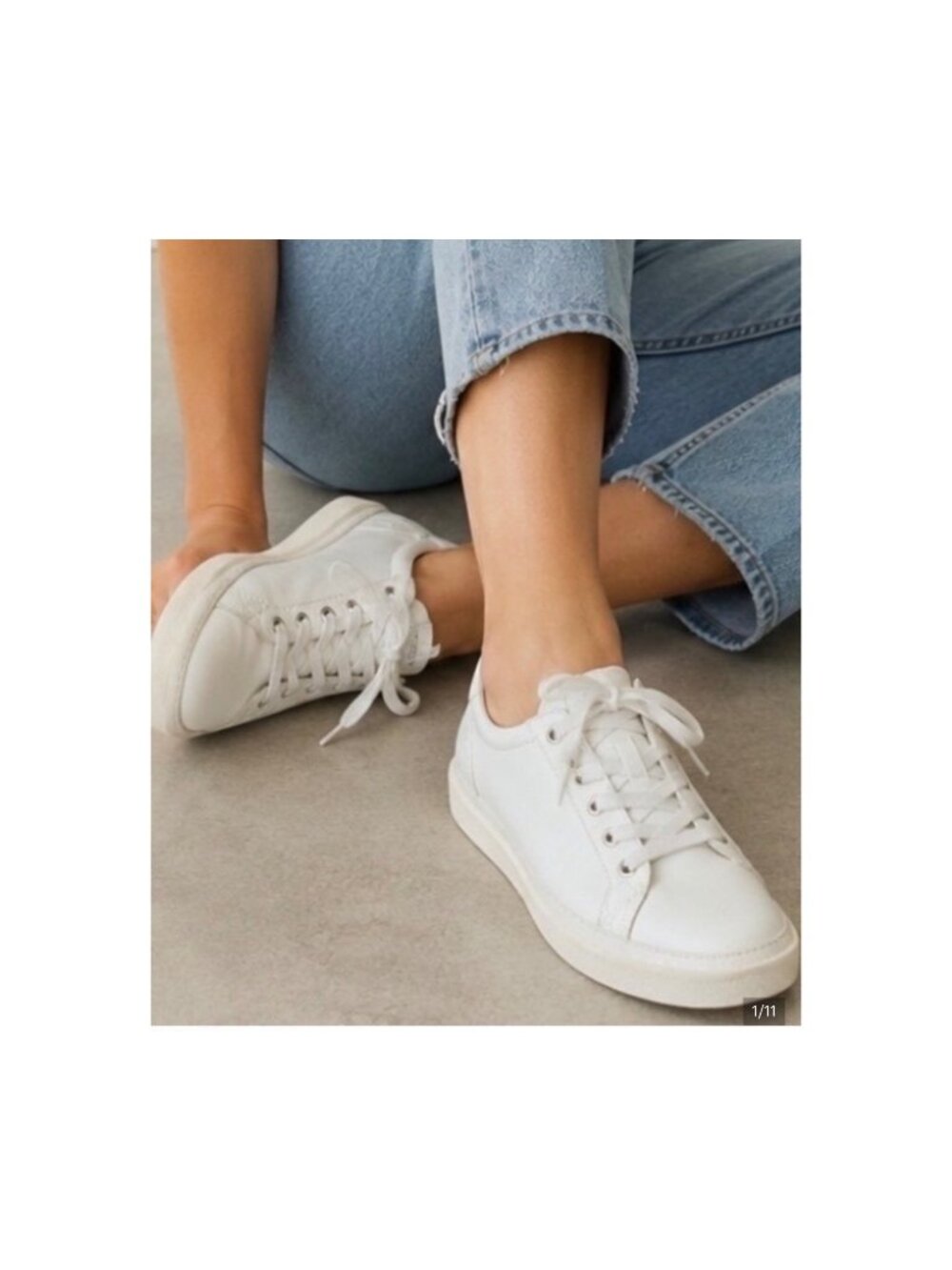 Vionic Winny Sneakers Croc-Embossed Leather Ortholite Womens 6.5 White